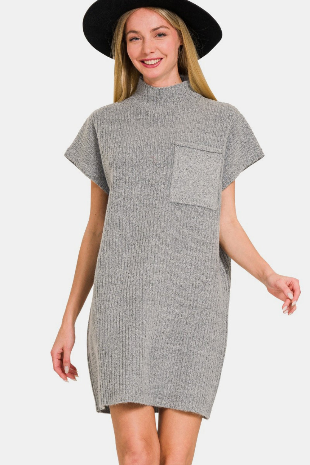 Short Sleeve Sweater Mini Dress by Zenana