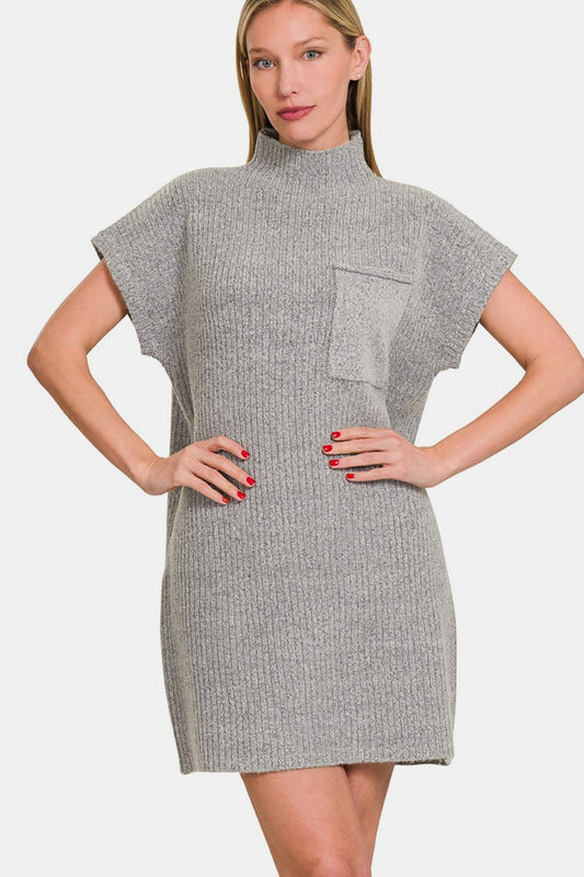 Short Sleeve Sweater Mini Dress by Zenana