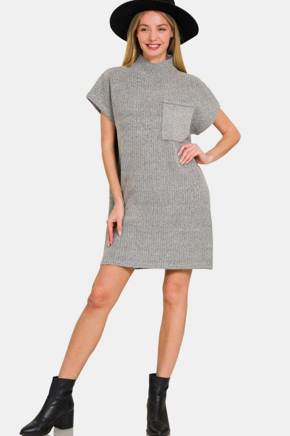 Short Sleeve Sweater Mini Dress by Zenana
